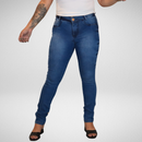 Calça jeans feminina azul escuro com laicra