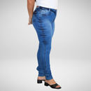 Calça jeans feminina azul escuro com laicra
