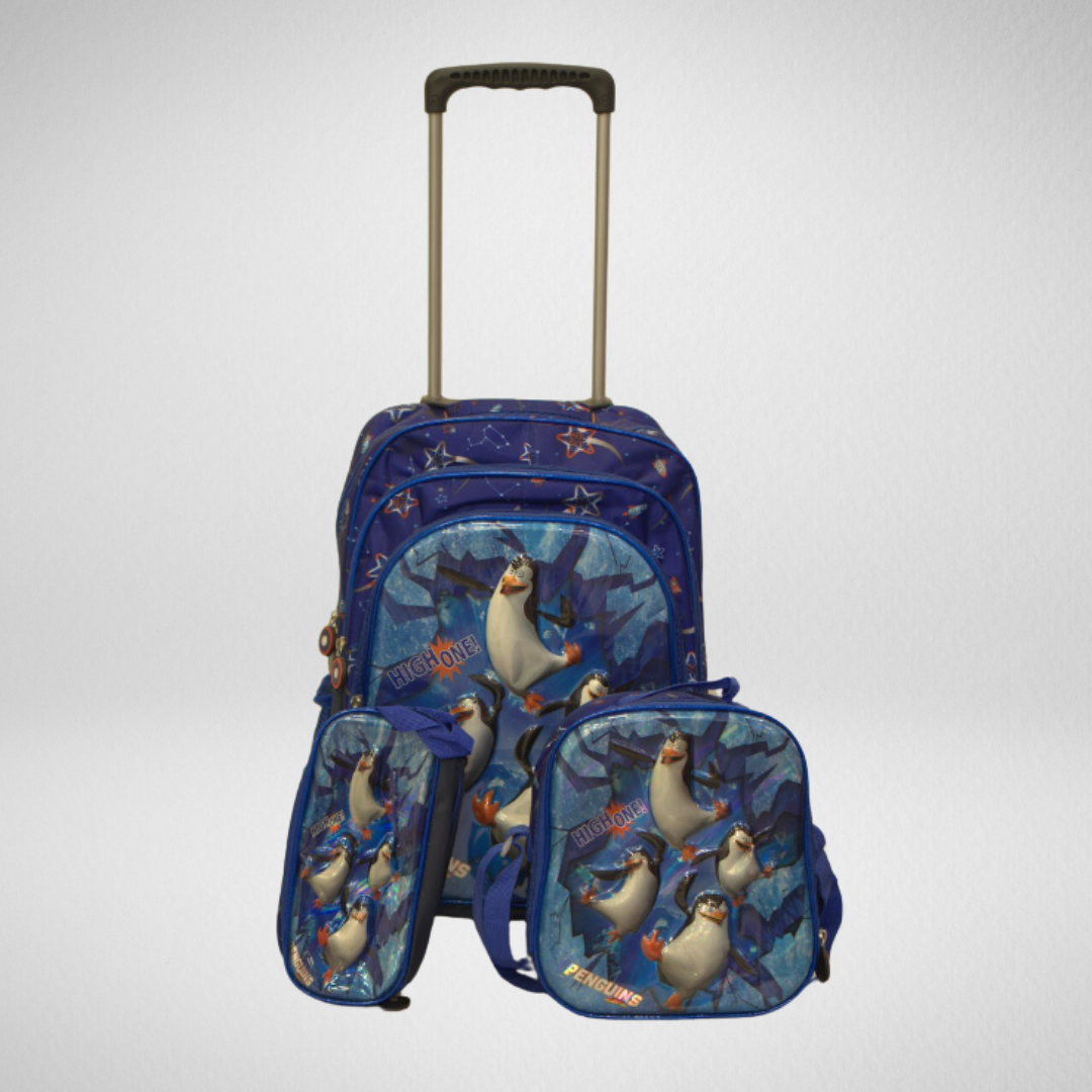Mochila de Rodinha Infantil Pinguins